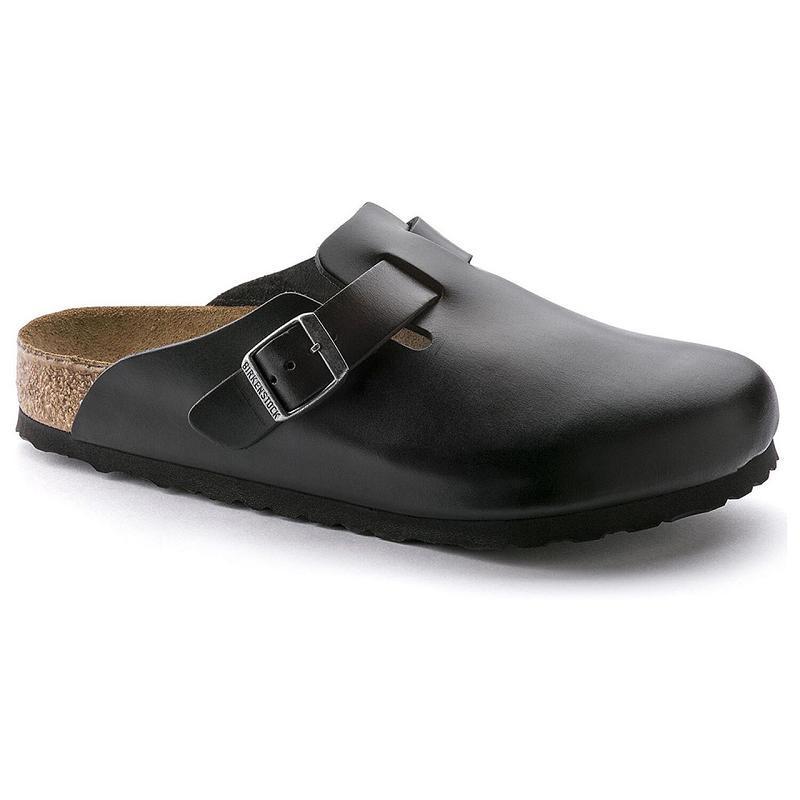 Birkenstock Soft Footbed Amalfi Læder Boston Dame Sort | DK 317ILH